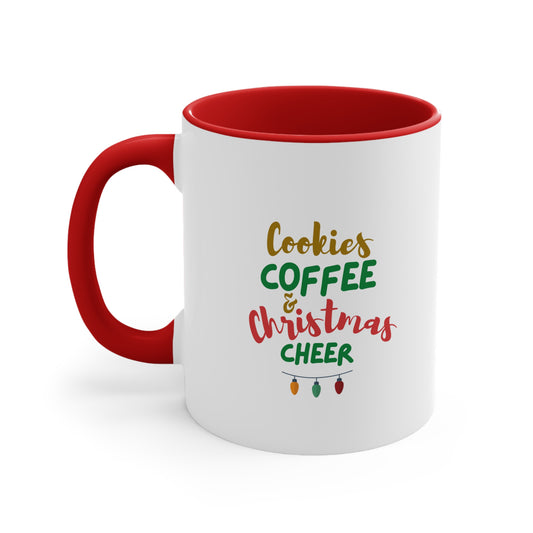 Christmas cheer accent Coffee Mug, 11oz hot cocoa Mug, Christmas decor, Christmas gift