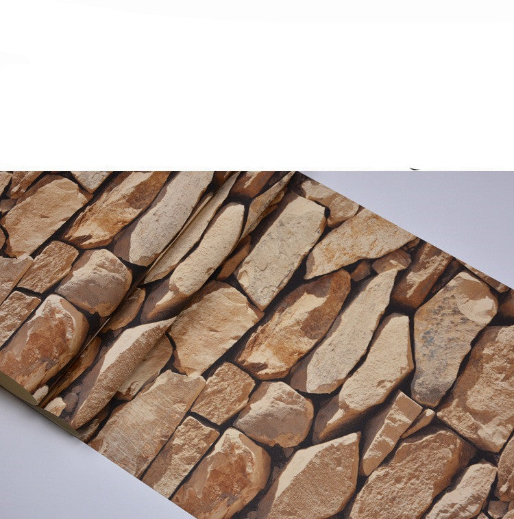 Retro 3D Simulation Brick Pattern Solid Stone Wallpaper