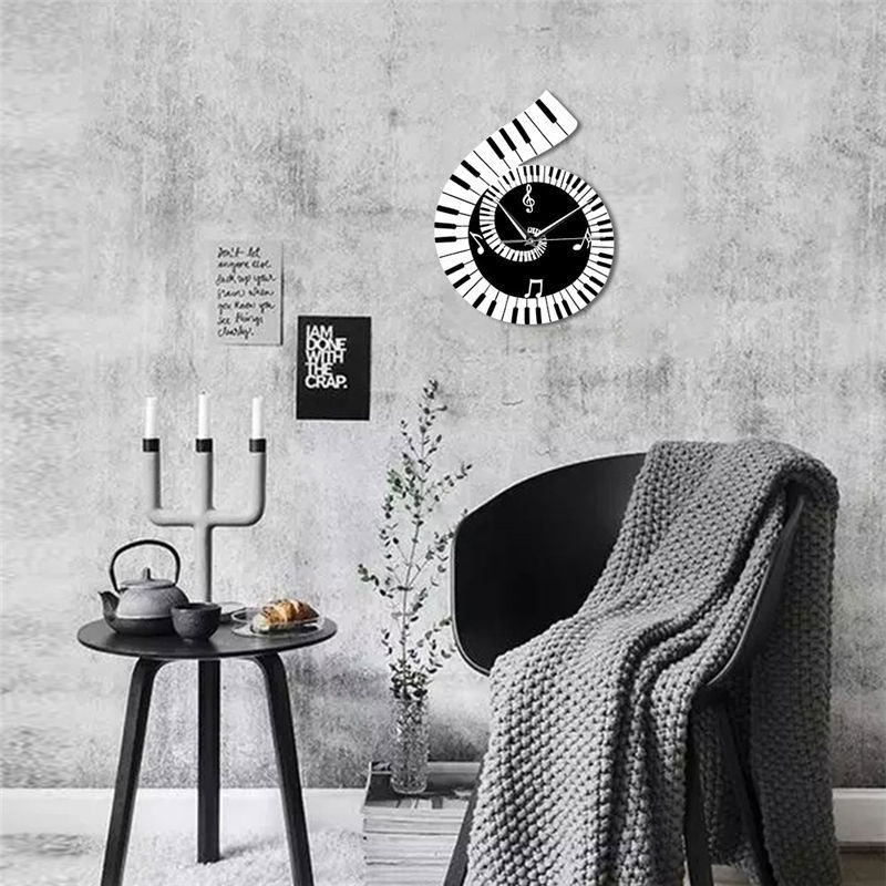 Decoration Wall Clock Treble Clef Piano Keyboard Musical Notes Irregular Decoration Clock Wall Clock Cross-border