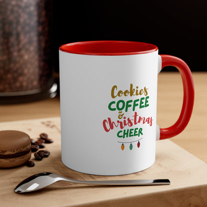 Christmas cheer accent Coffee Mug, 11oz hot cocoa Mug, Christmas decor, Christmas gift