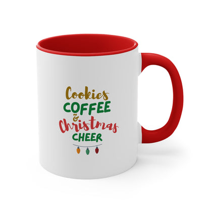 Christmas cheer accent Coffee Mug, 11oz hot cocoa Mug, Christmas decor, Christmas gift