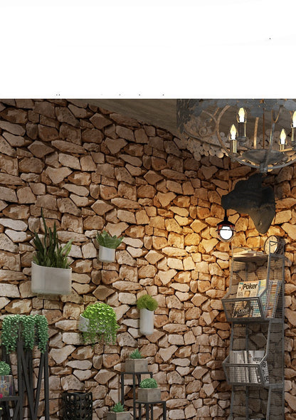 Retro 3D Simulation Brick Pattern Solid Stone Wallpaper