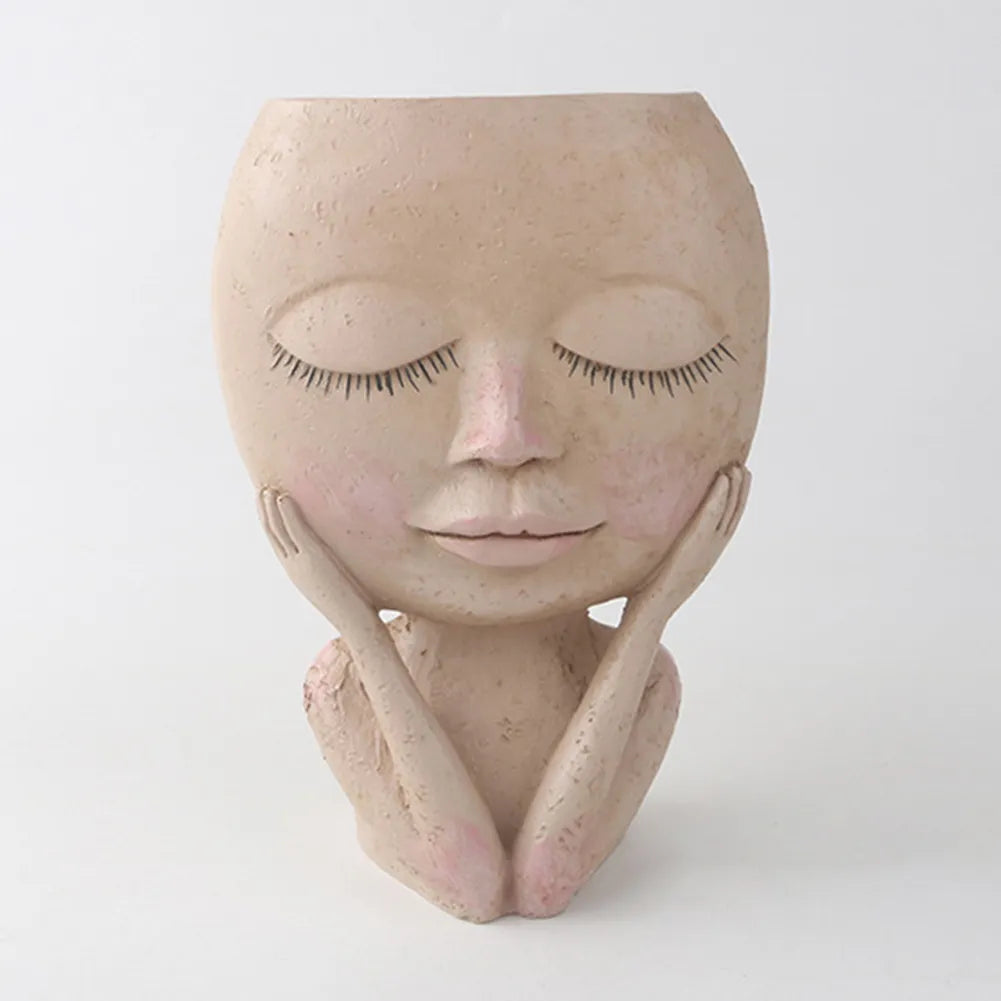 Girl Face Head Pot