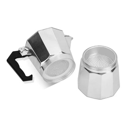 Classic Stovetop Espresso and coffee maker. Mocha Pot Portable Coffee Pot for Cafe Brewing.