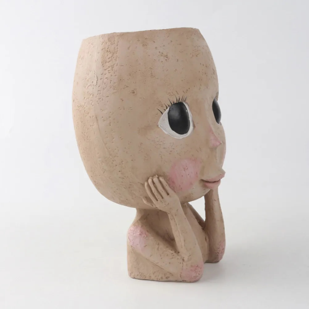 Girl Face Head Pot