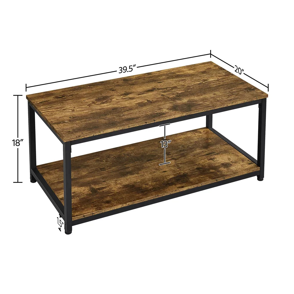 Industrial Coffee Table with Storage Shelf