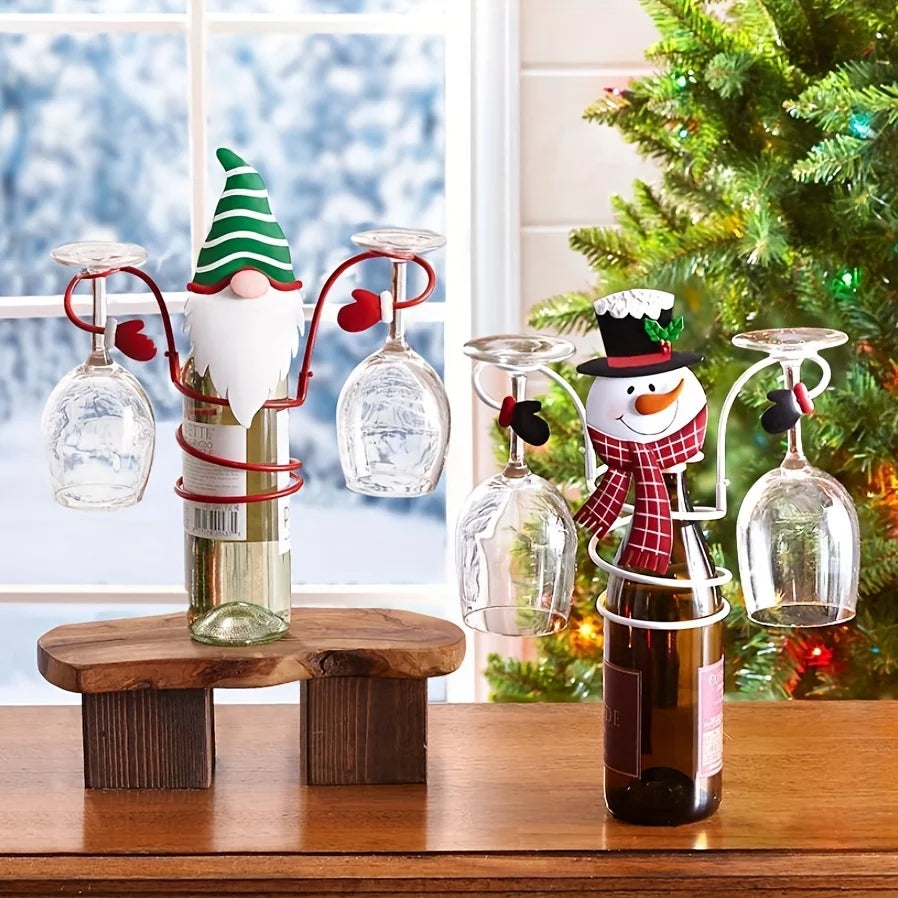 Christmas Wine Bottle Glass Holder