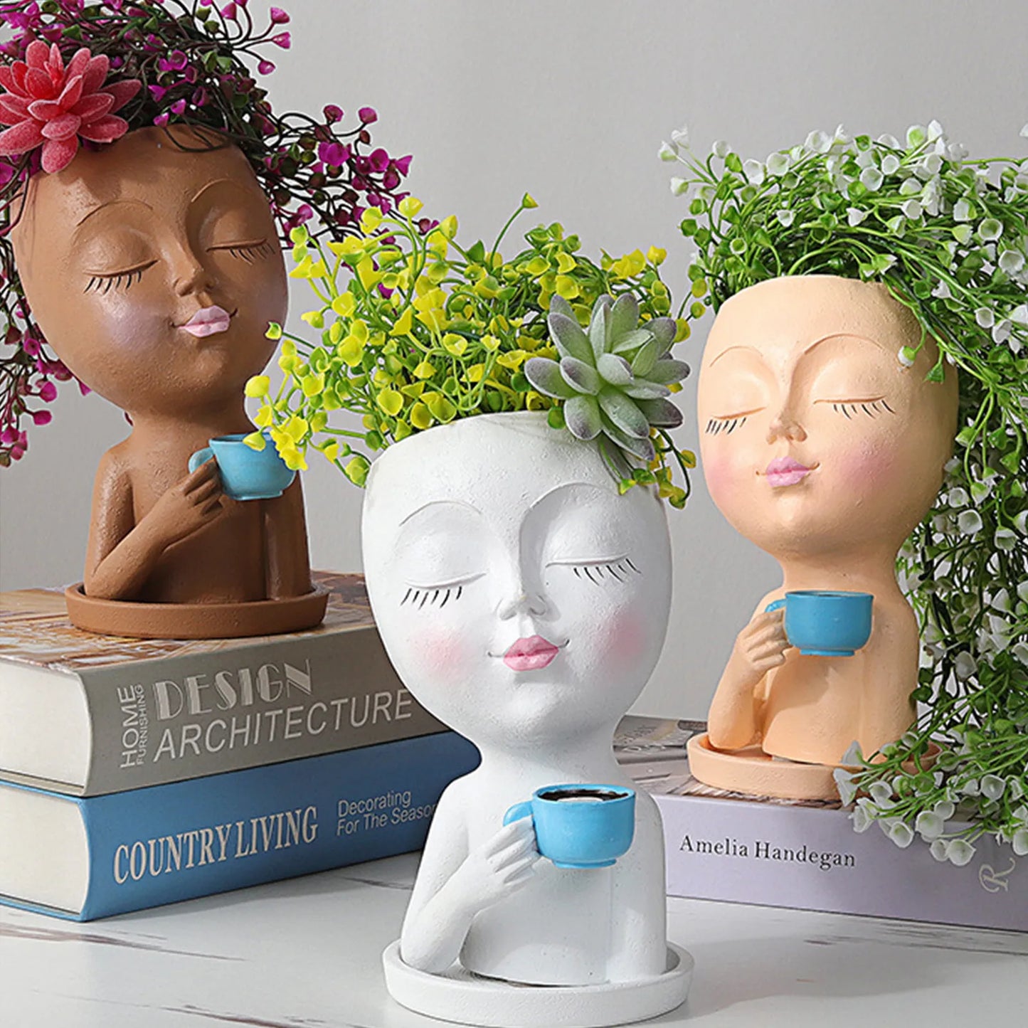 Girl Face Head Pot