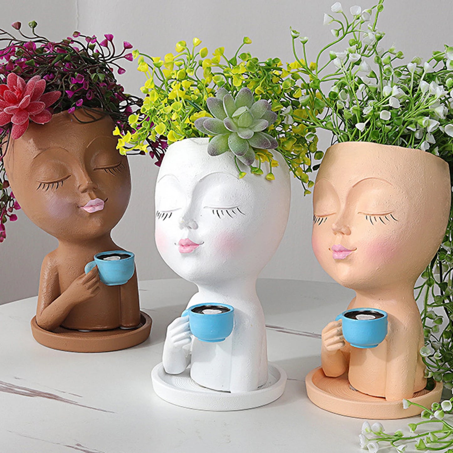 Girl Face Head Pot