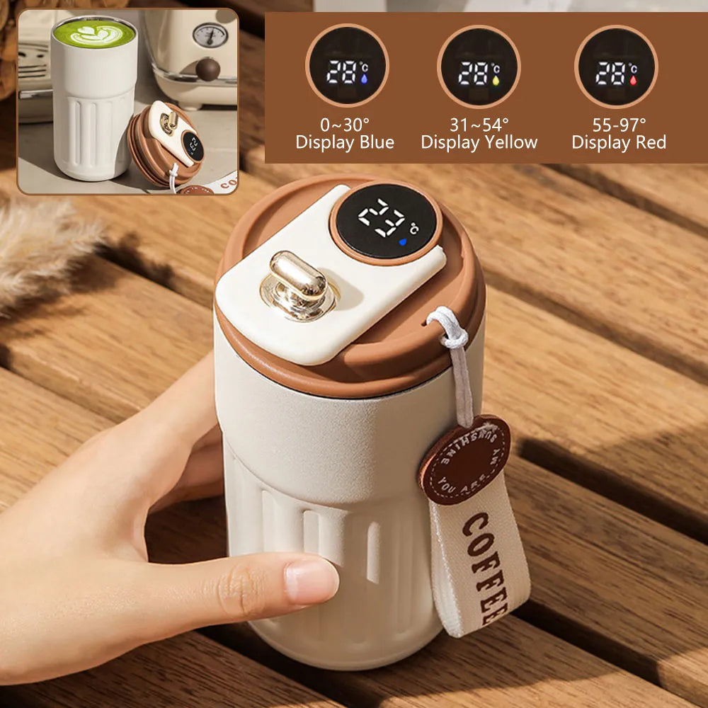 Smart Thermos Bottle with LED Temperature Display - Premium 316 Stainless Steel Tumbler for Hot and Cold Drinks - Portable Vacuum Flask for Coffee, Tea, and More