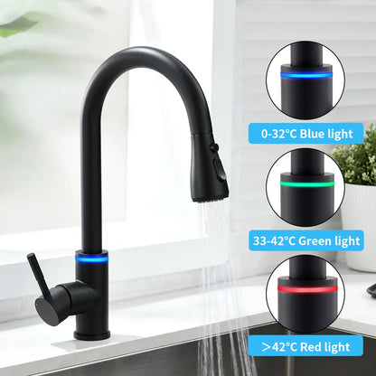 Smart Touch Sensor Kitchen Faucet with Pull Down Sprayer, Touch on Activated Kitchen Bar Sink Faucet Brushed Nickel, Stainless Steel