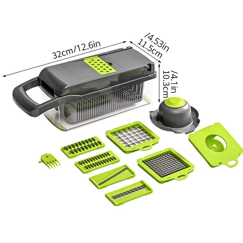 12-in-1 Multifunctional Vegetable Slicer Cutter with Basket