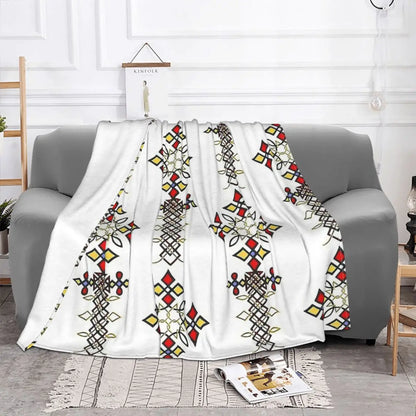 Ethiopian Cross Art Blanket Flannel, throw home Decoration, Bedspread