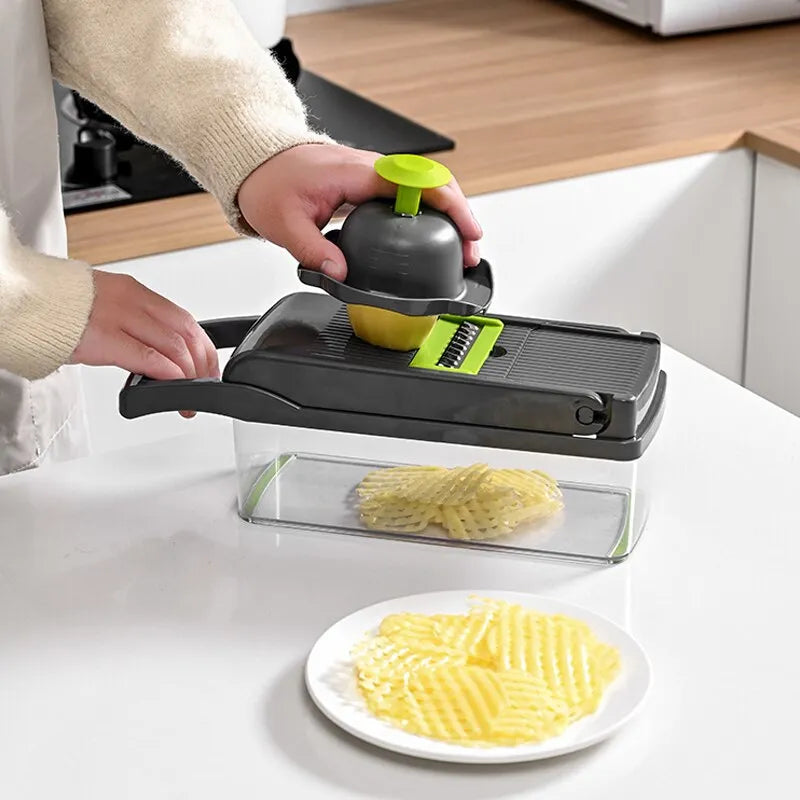 12-in-1 Multifunctional Vegetable Slicer Cutter with Basket