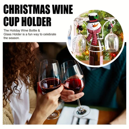 Christmas Wine Bottle Glass Holder