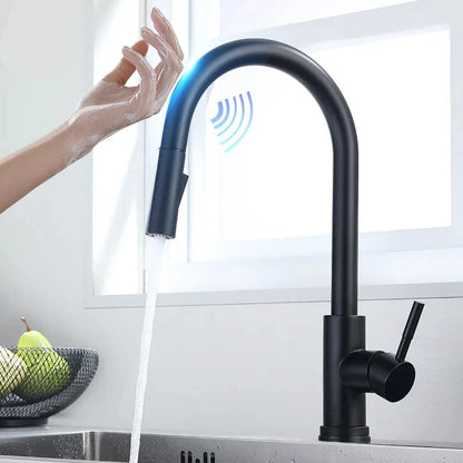 Smart Touch Sensor Kitchen Faucet with Pull Down Sprayer, Touch on Activated Kitchen Bar Sink Faucet Brushed Nickel, Stainless Steel