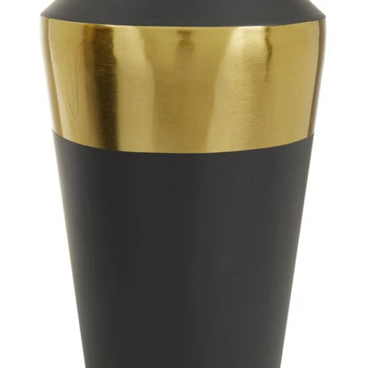 Black Metal Vase with Gold Band