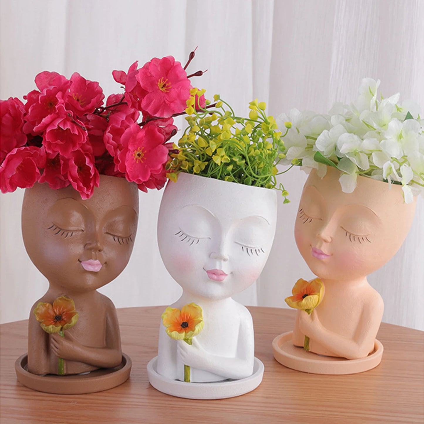 Girl Face Head Pot