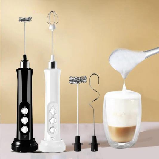 Portable 3-in-1 Electric Milk Frother & Drink Mixer, Handheld Rechargeable Foam maker, High Speeds Drink Mixer Coffee Frothing Wand